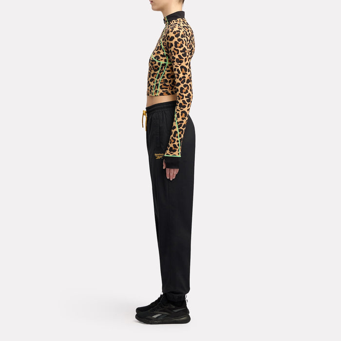 REEBOK APPAREL WOMEN Animal Print Vector Track Pants BLACK