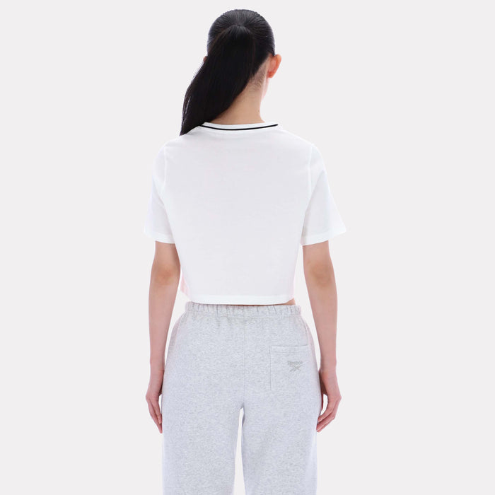 Reebok Apparel Women Cropped Small Logo T-Shirt CHALK