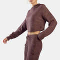 REEBOK APPAREL WOMEN Elevated Cable Knit Hoodie DARK COCOA