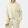 REEBOK APPAREL WOMEN Elevated Cable Knit Hoodie LINEN