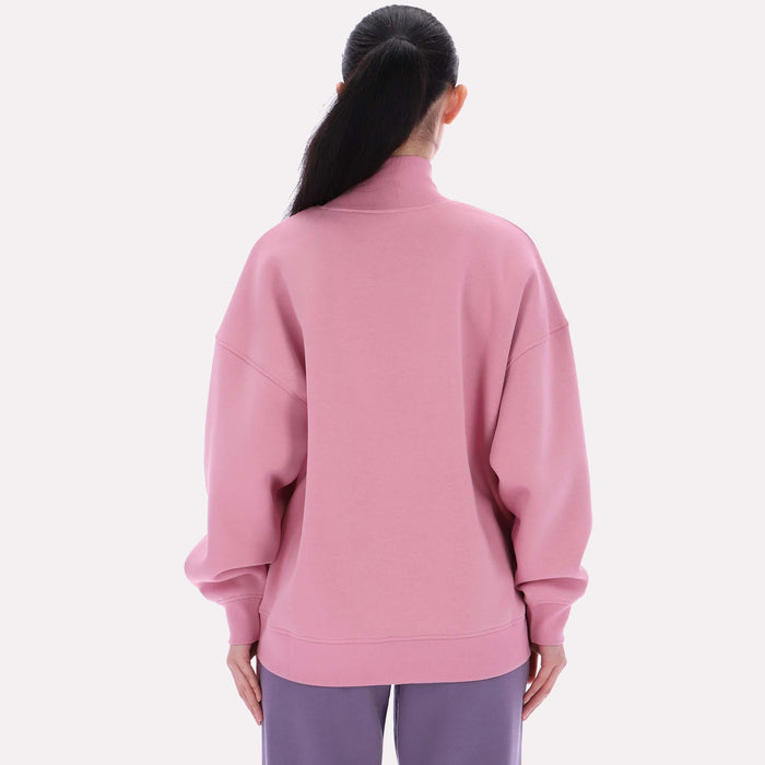 Reebok Apparel Women  Longline Roll Neck Sweatshirt DUSTY ROSE