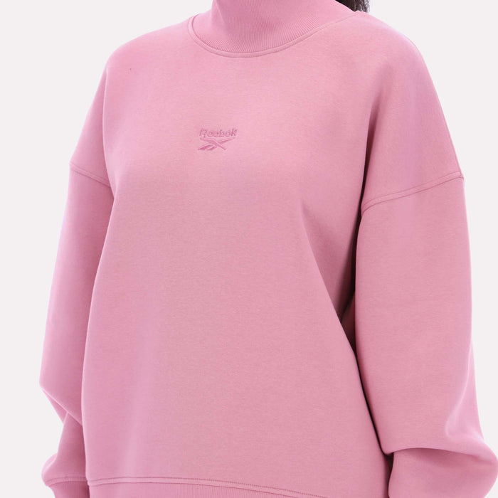 Reebok Apparel Women  Longline Roll Neck Sweatshirt DUSTY ROSE