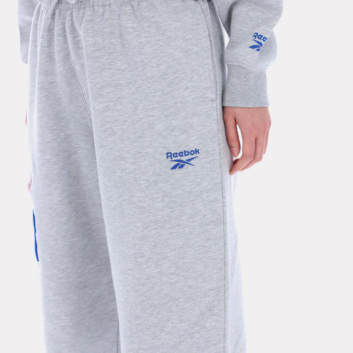 Reebok Apparel Women Triple Boucle Big Logo Joggers LIGHT GREY MARL