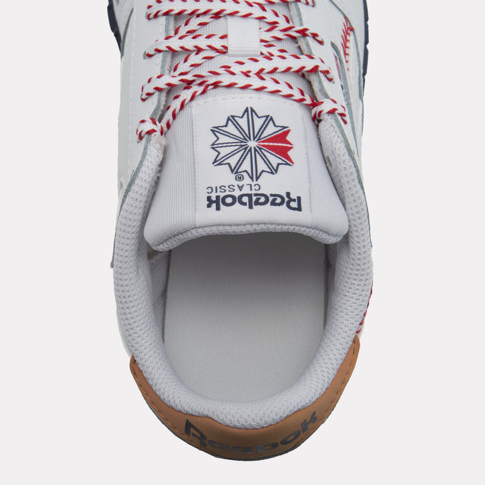 REEBOK FOOTWEAR KIDS Classic Leather Shoes – Grade School FTWRWHITE/VECTORNAVY/FLASHRED