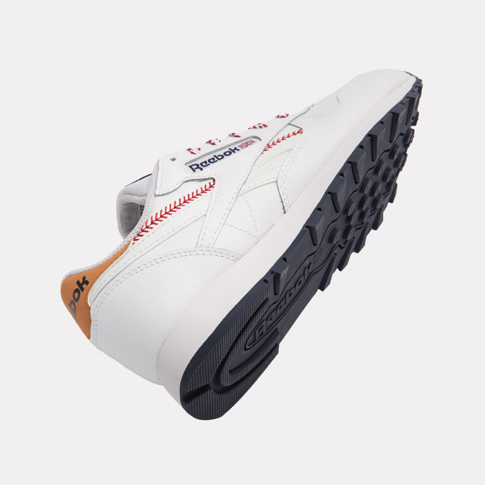REEBOK FOOTWEAR KIDS Classic Leather Shoes – Grade School FTWRWHITE/VECTORNAVY/FLASHRED