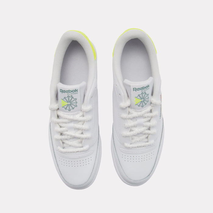 REEBOK FOOTWEAR KIDS Club C Shoes – Grade School FTWR WHITE/DIGITAL LIME/FIELD