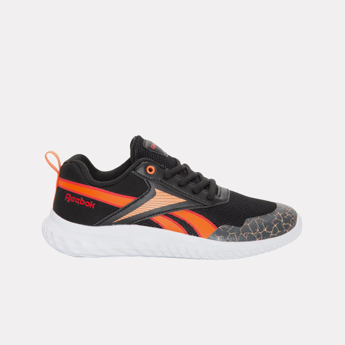 REEBOK FOOTWEAR KIDS Rush Runner Shoes – Pre-School BLACK/ARENAORANGE/SPORTRED