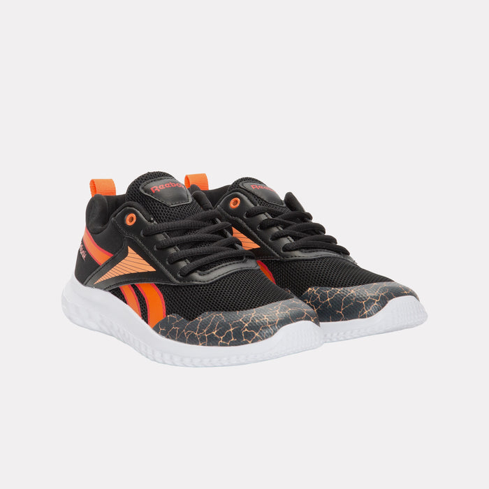 REEBOK FOOTWEAR KIDS Rush Runner Shoes – Pre-School BLACK/ARENAORANGE/SPORTRED