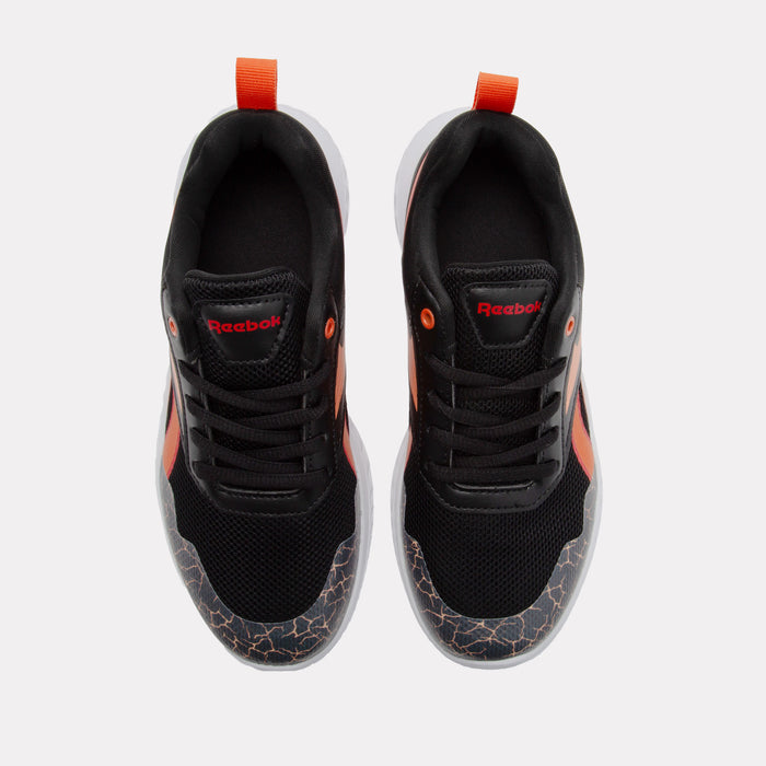 REEBOK FOOTWEAR KIDS Rush Runner Shoes – Pre-School BLACK/ARENAORANGE/SPORTRED