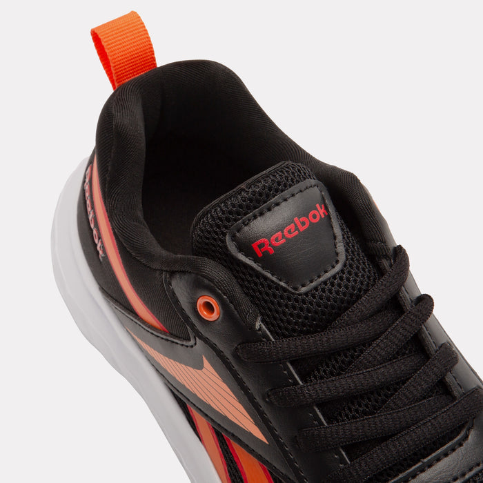 REEBOK FOOTWEAR KIDS Rush Runner Shoes – Pre-School BLACK/ARENAORANGE/SPORTRED