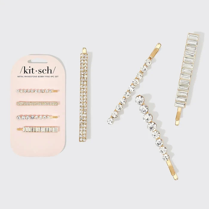 Rhinestone Assorted Bobby Pins - Greige Goods