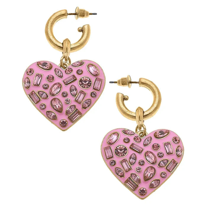 Rhinestone Heart Earrings - Greige Goods