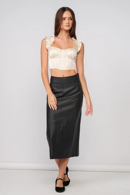 Rhinestone Trim Wing Strap Top - Greige Goods