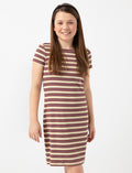 Robe ajustée côtelée à rayures