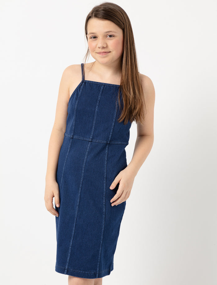 Robe ajustée en denim à bretelles fines
