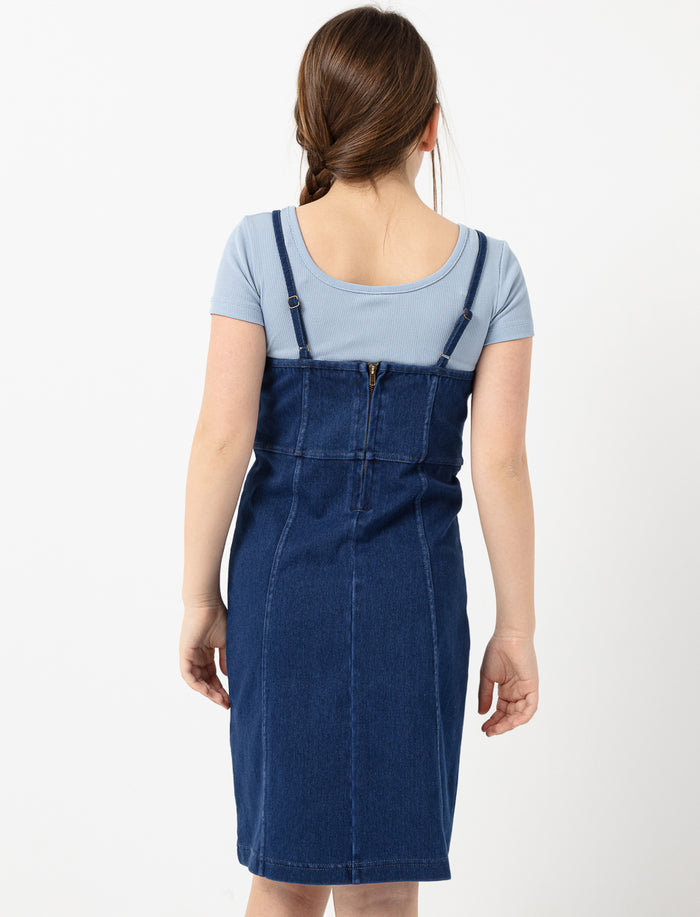 Robe ajustée en denim à bretelles fines