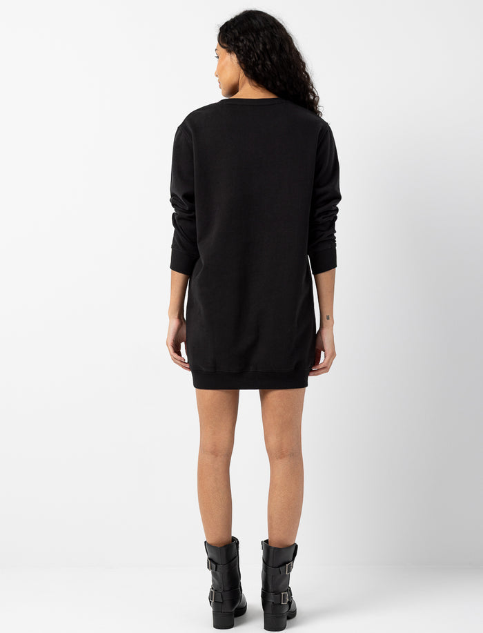 Robe chandail imprimée à épaules tombantes
