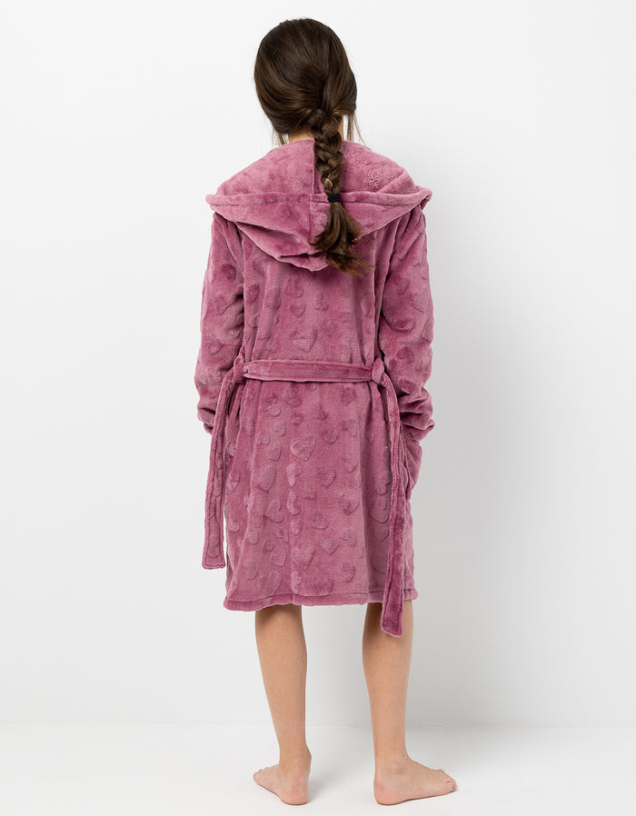 Robe de chambre en peluche à coeurs