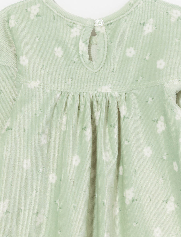 Robe en velours avec collant et bandeau - petite fille