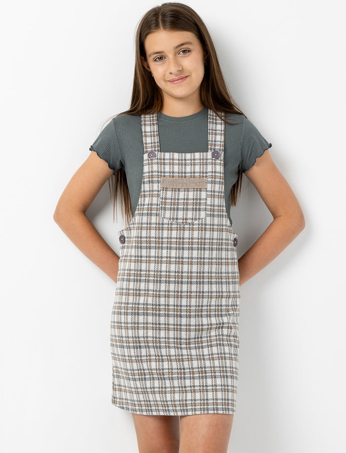 Robe-salopette carreautée