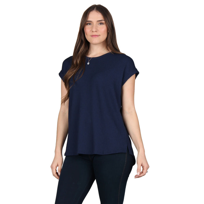 Round Neck Ribbed Tunic Plus