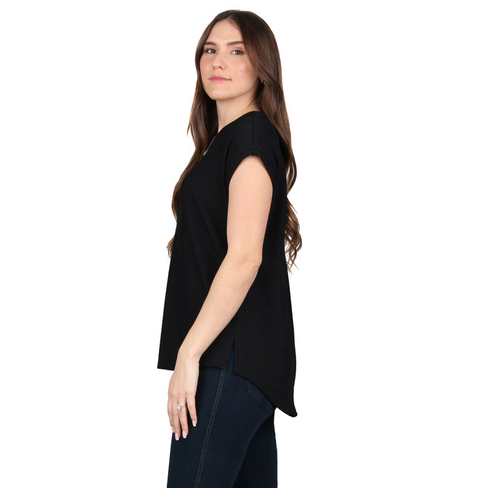 Round Neck Ribbed Tunic Plus