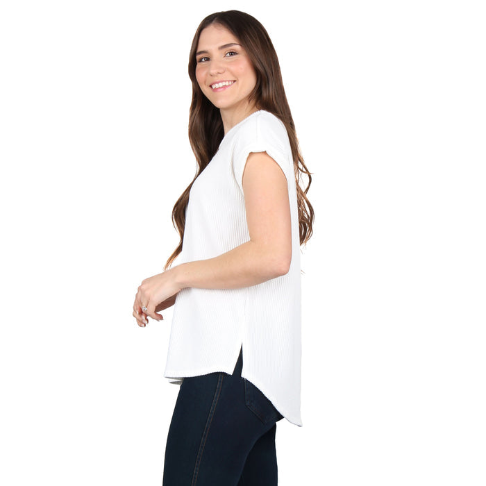 Round Neck Ribbed Tunic