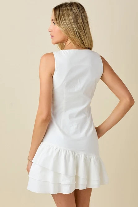 Ruffle Hem Square Neck Mini - Greige Goods