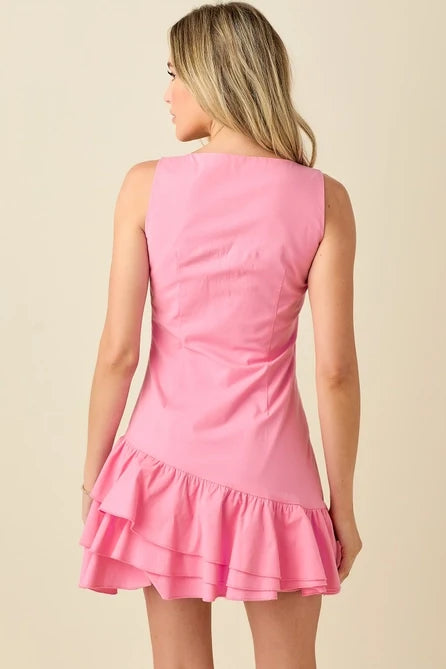 Ruffle Hem Square Neck Mini - Greige Goods