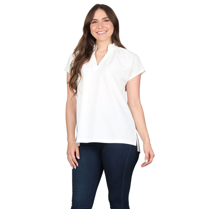 Ruffle Notch Neck Tunic