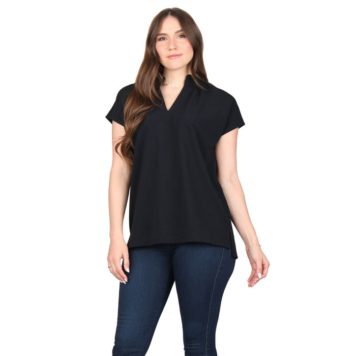 Ruffle Notch Neck Tunic