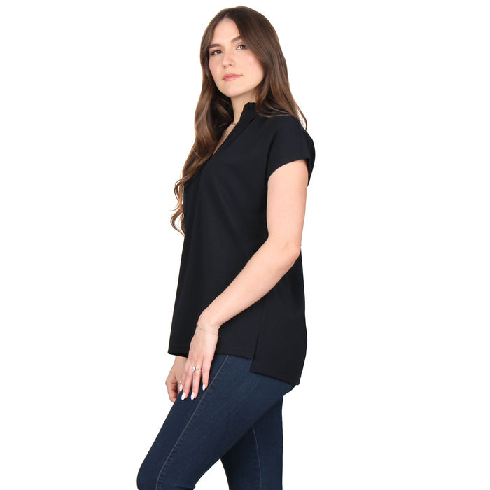 Ruffle Notch Neck Tunic