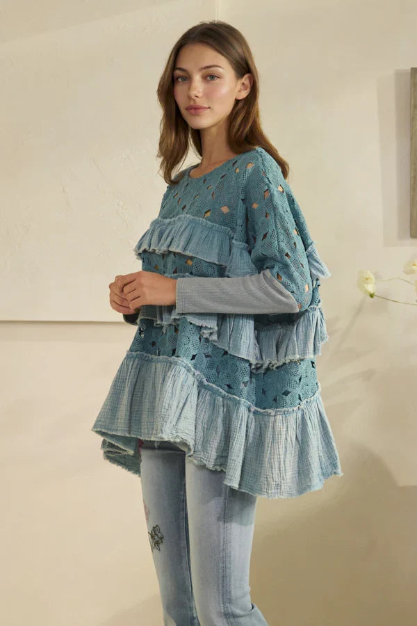 Ruffle Tier Poncho