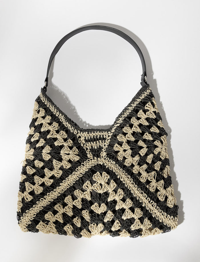 Sac fourre-tout en paille à motif