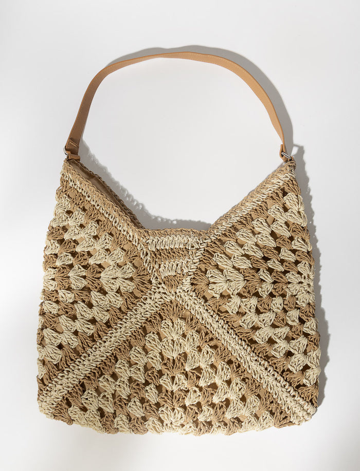Sac fourre-tout en paille à motif