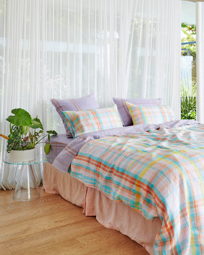 Santa Monica Tartan Linen European Pillowcases