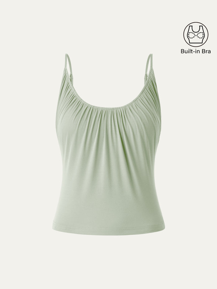 OGLmove Scoop Neck Gathered Spaghetti Bra Tank Salvia XS