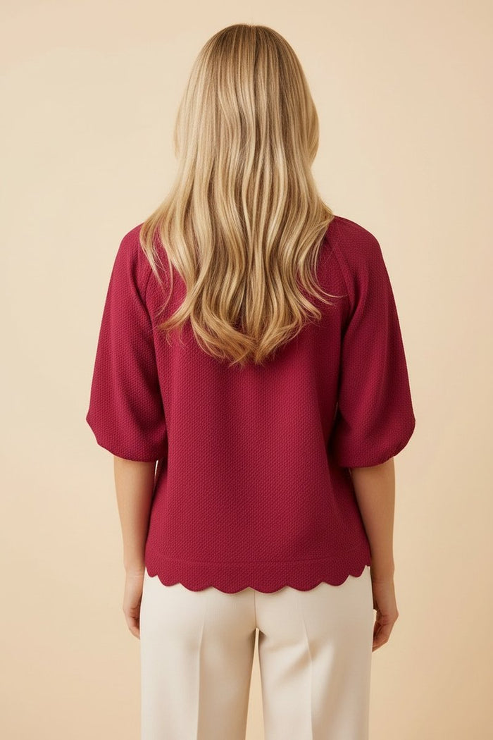 Seersucker Scalloped Top