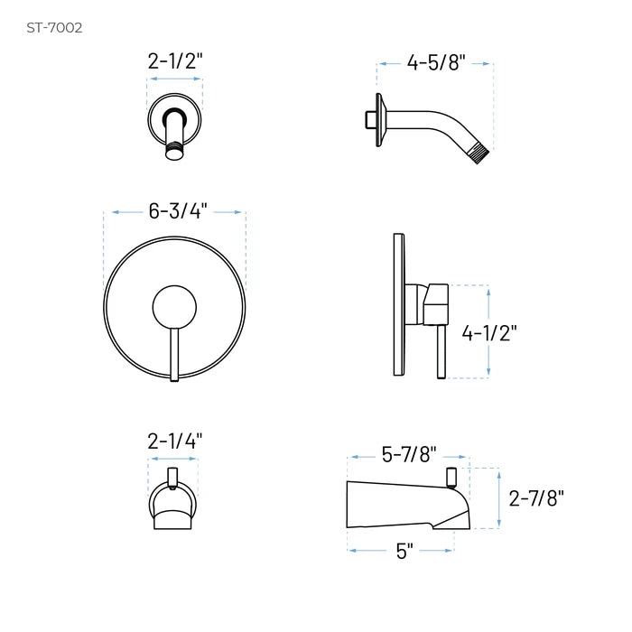 Serenica Brushed Nickel Tub and Shower Faucet Trim Kit with Shower Head