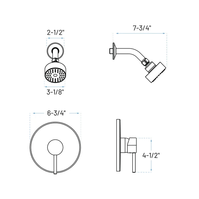 Serenica Matte Black Single Handle Shower Trim Kit with Shower Head
