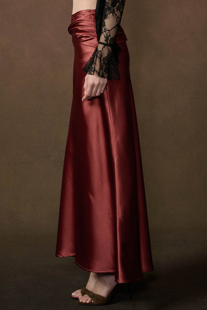 Silky Touch Twist-Front Bias-Cut Satin Maxi Skirt - ShopPromesa