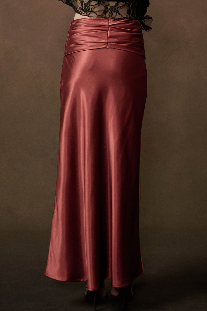 Silky Touch Twist-Front Bias-Cut Satin Maxi Skirt - ShopPromesa