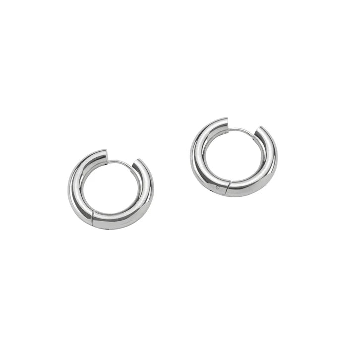Silver Chunky Hoops - Greige Goods