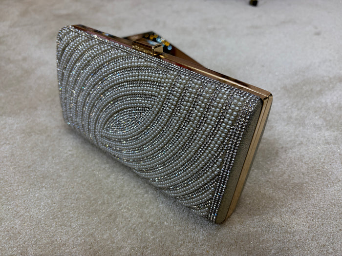 Single Side Diamante Bag With Pearls