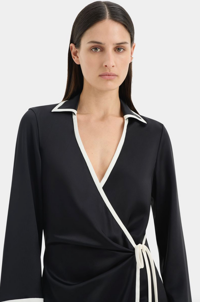 SIR. Yasmine Wrap Shirt Dress - Black