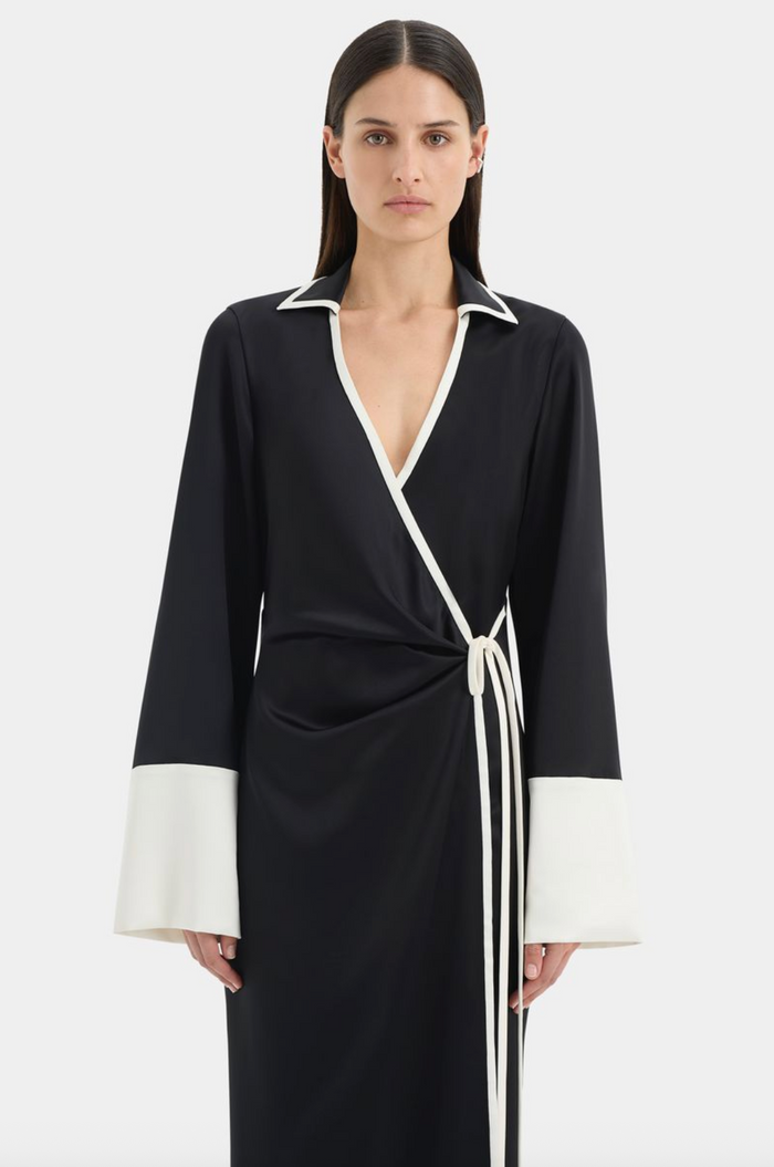 SIR. Yasmine Wrap Shirt Dress - Black