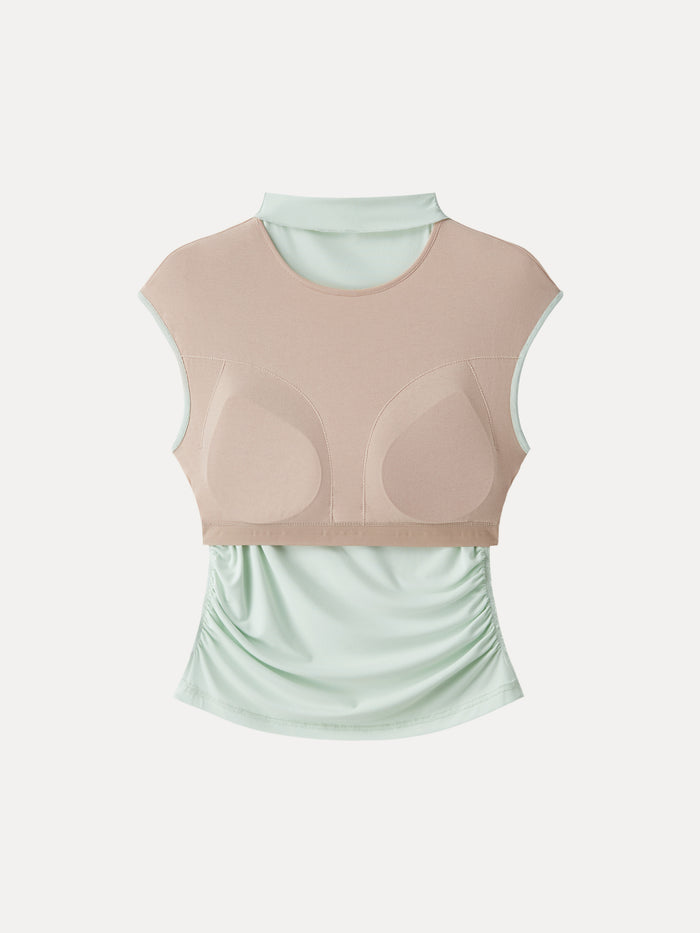 OGLmove SkinKiss Mockneck Ruched Cropped Bra Top