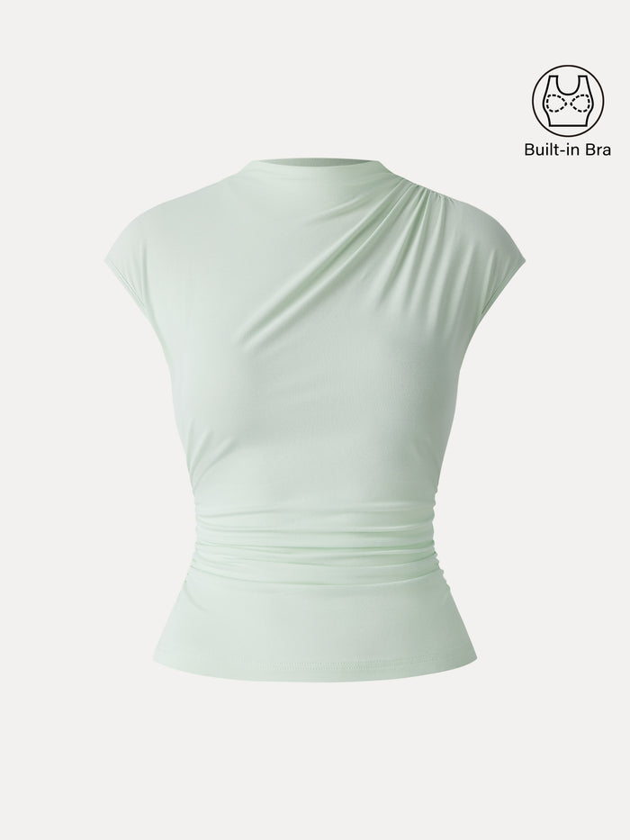 OGLmove SkinKiss Mockneck Ruched Cropped Bra Top Ambrosia XS
