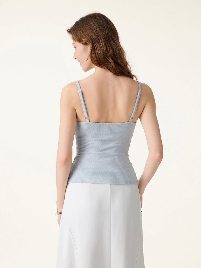 OGLmove 2Pcs Set Adjustable Spaghetti Bra Tank & Volume Skirt with Pockets