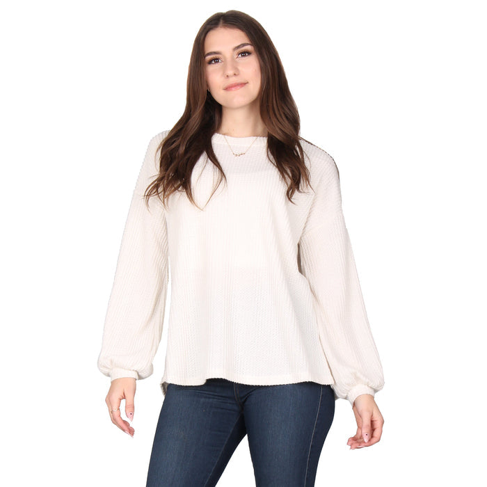 Solid Puff Sleeve Tunic